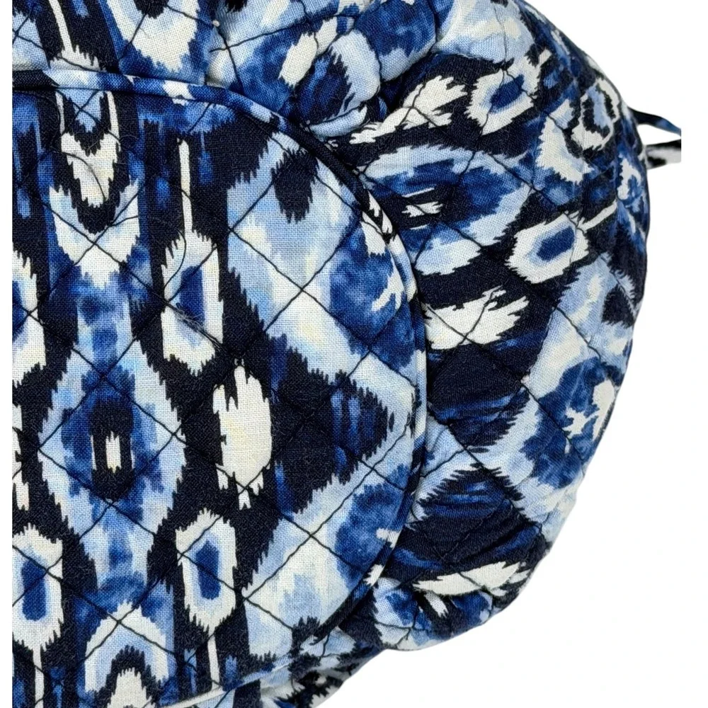 Vera Bradley Island Glenna Indigo Ikat Quilted Satchel Shoulder Bag Blue White